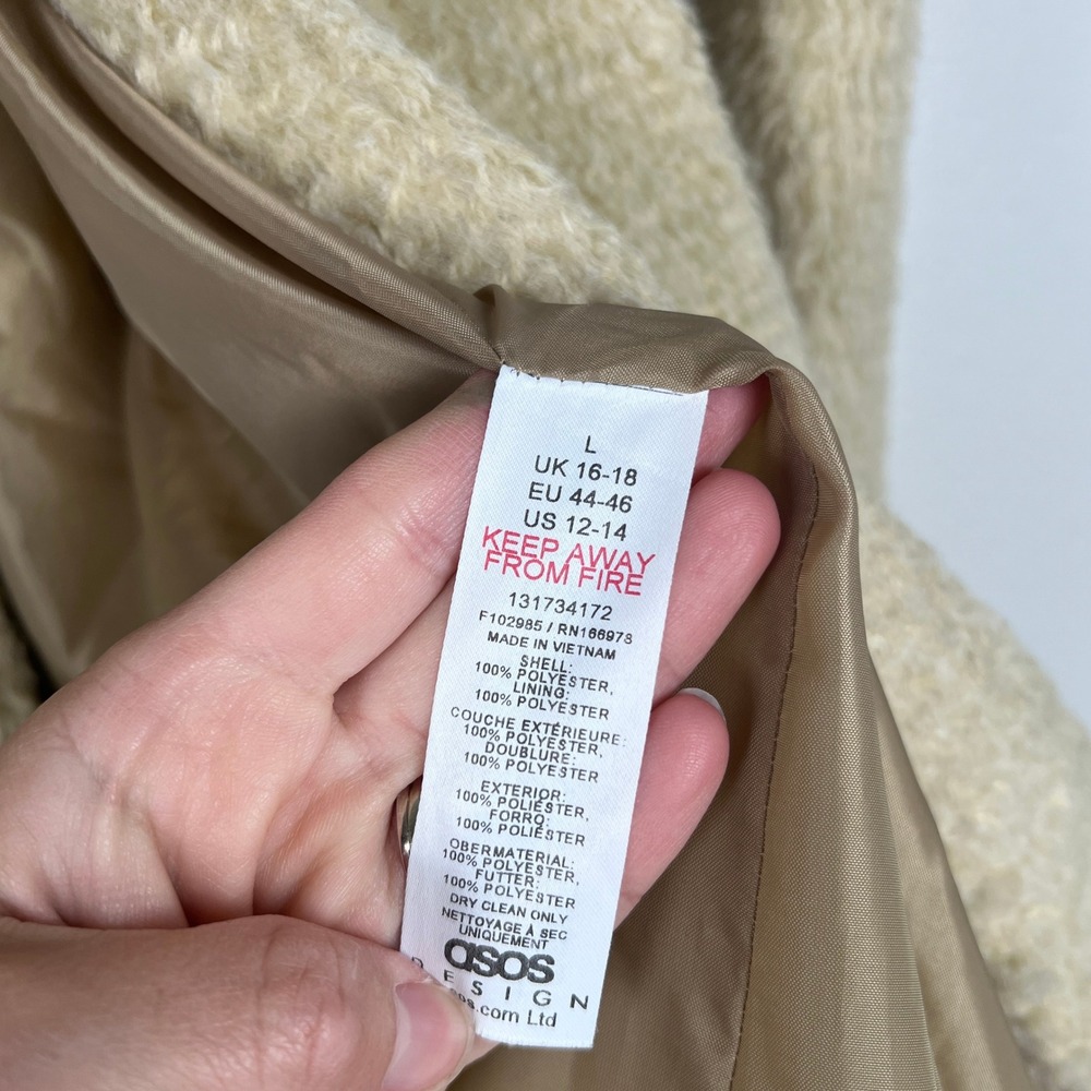 ASOS Women's Oversized‎ Duffle Coat Cream Sz L - Picture 6 of 7